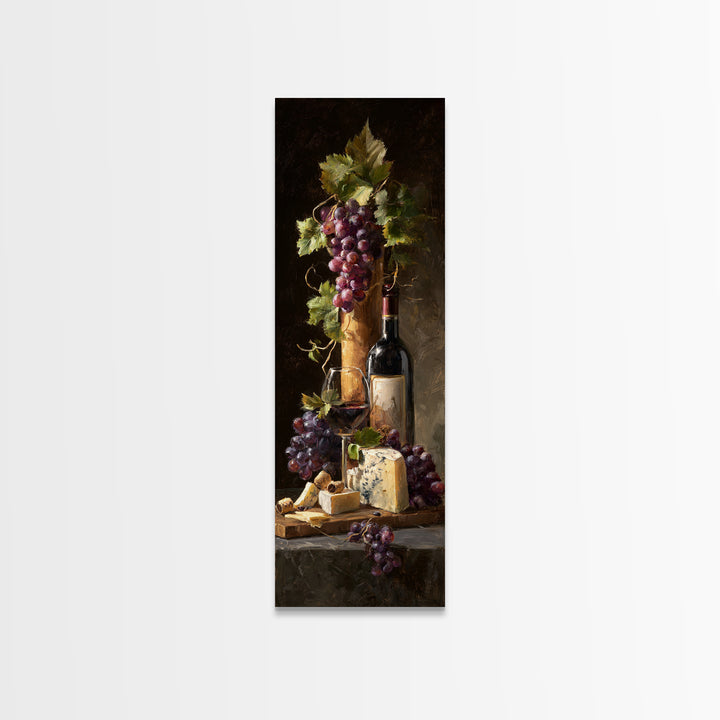 Charcuterie Board with Grapes and Cheese Canvas Print, Winery Art, Boho Decor, Winery Decor, Oil Painting, Vineyard, Art Print, WIN-1x3-97