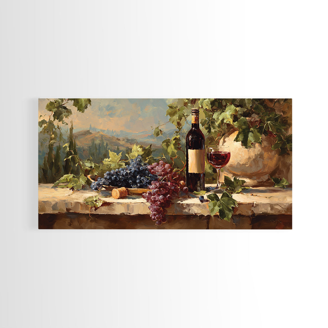 French Vineyard Hills Framed Canvas Print, Winery Art, Preppy Wall Art, Winery Decor, Fine Art, Vineyard, Statement Artwork, WIN-2x1-100
