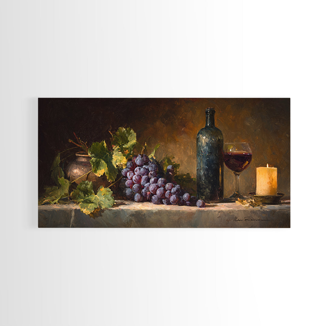 Single Grape Cluster Botanical Study Canvas Print, Winery Art, Print, Winery Decor, Fine Art, Vineyard, Wall Art Print, WIN-2x1-17