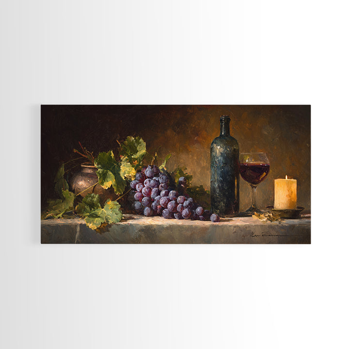 Single Grape Cluster Botanical Study Canvas Print, Winery Art, Print, Winery Decor, Fine Art, Vineyard, Wall Art Print, WIN-2x1-17