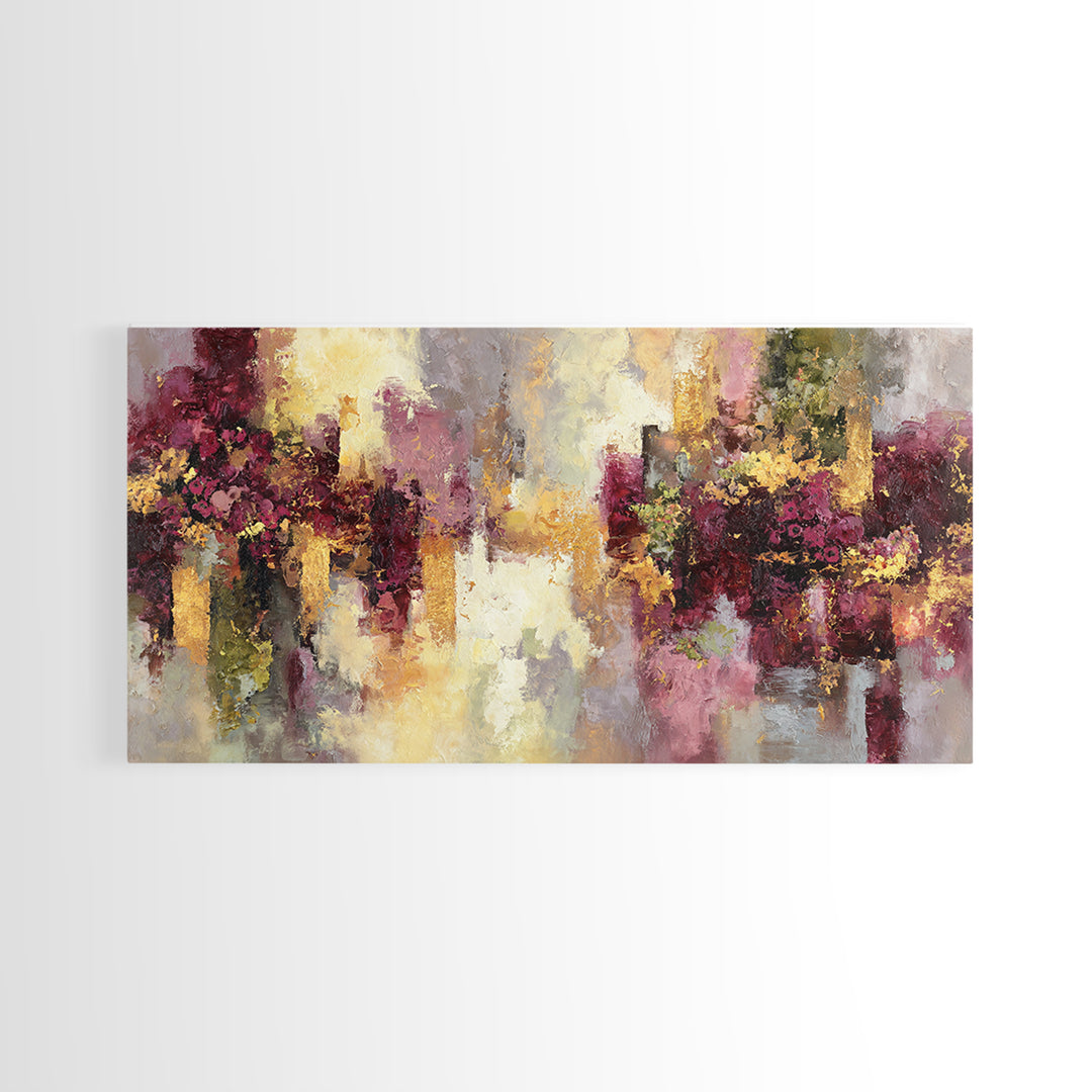 Burgundy Abstract with Gold Accents Framed Canvas Print, Winery Art, Living Room Art, Winery Decor, Abstract Art, Vineyard, WIN-2x1-19