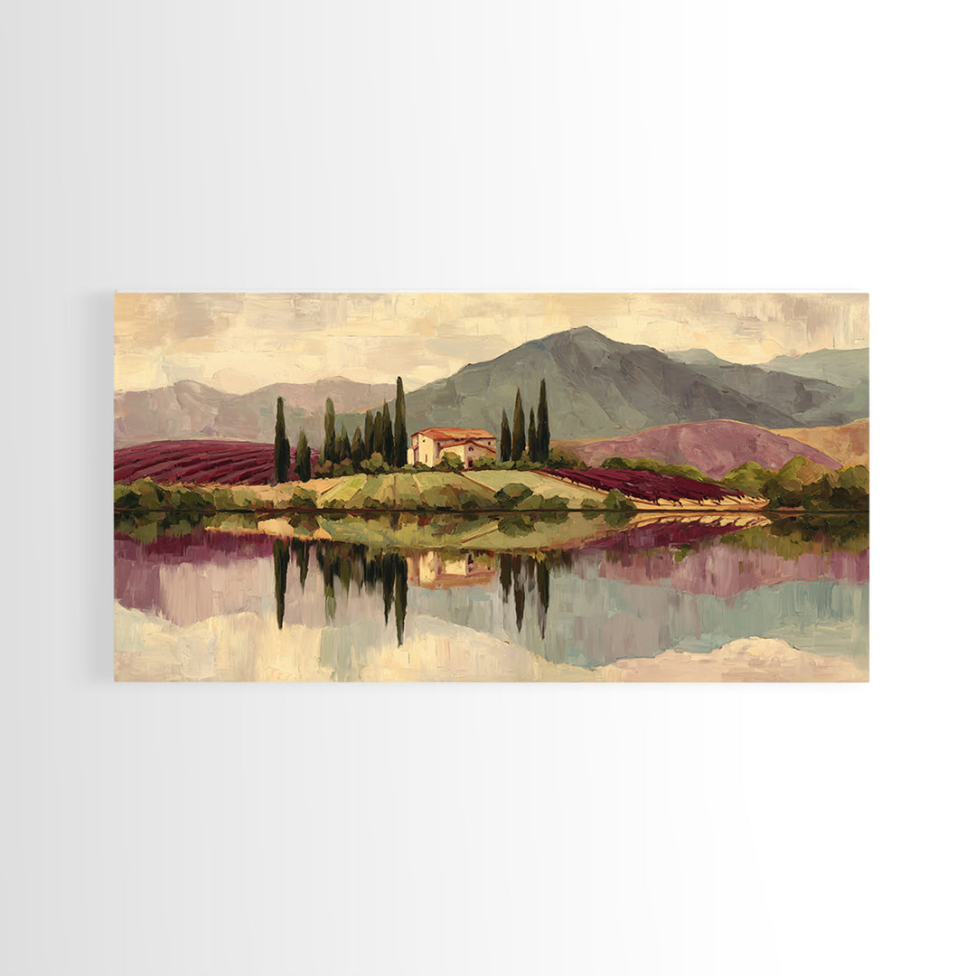 French Vineyard Hills Framed Canvas Print, Winery Art, Contemporary Art, Winery Decor, Fine Art, Vineyard, Kitchen Decor, WIN-2x1-28