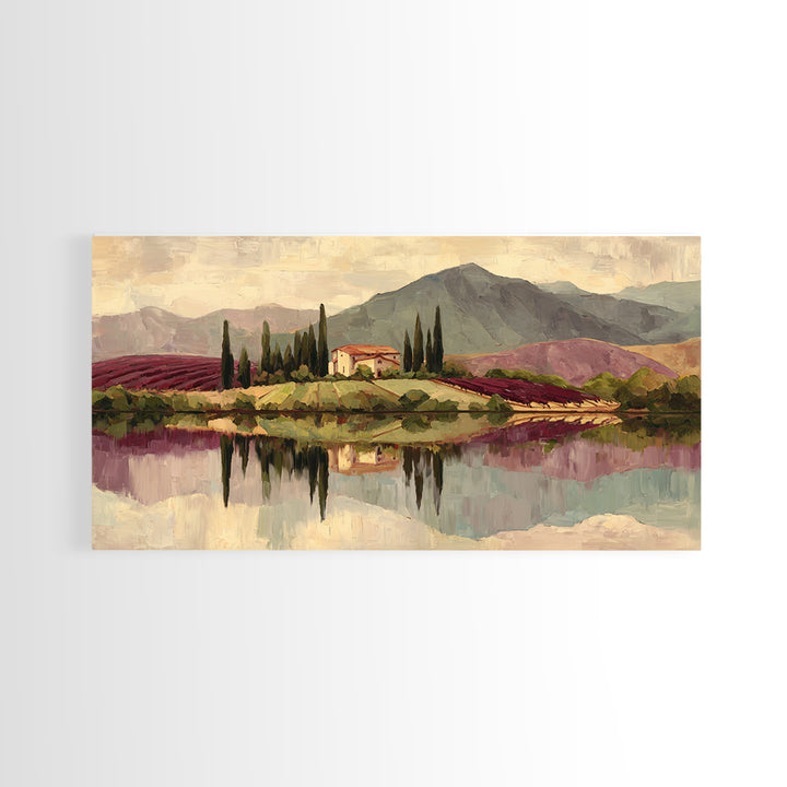 French Vineyard Hills Framed Canvas Print, Winery Art, Contemporary Art, Winery Decor, Fine Art, Vineyard, Kitchen Decor, WIN-2x1-28