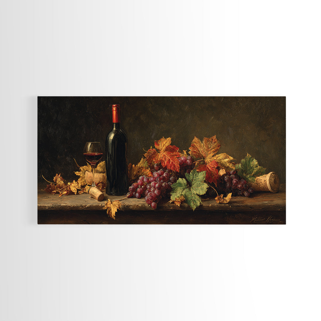 Vine Leaves Turning Autumn Red and Gold Canvas Print, Winery Art, Artwork, Winery Decor, Fine Art, Vineyard, Bar Decor, WIN-2x1-31