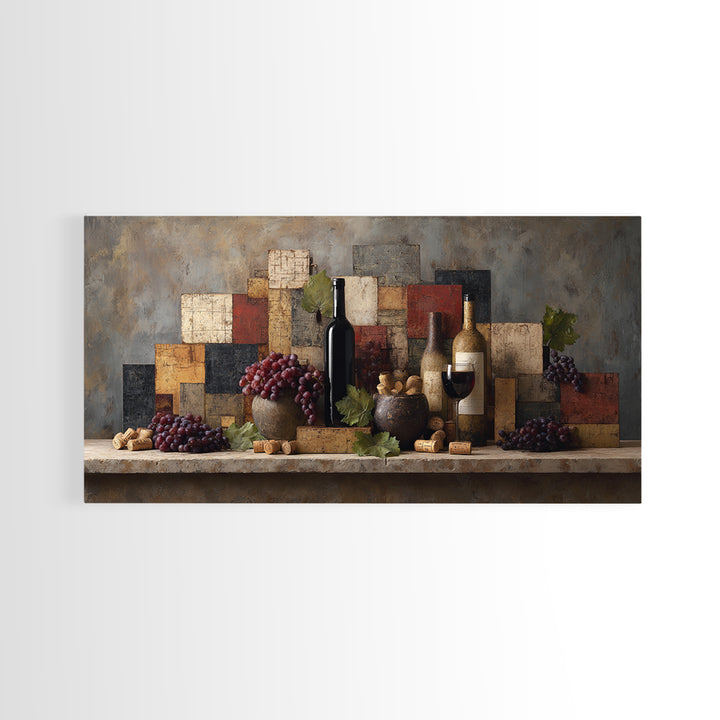 Corks Arranged as Geometric Pattern Framed Canvas Print, Winery Art, Luxury Decor, Winery Decor, Abstract Art, Vineyard, WIN-2x1-38