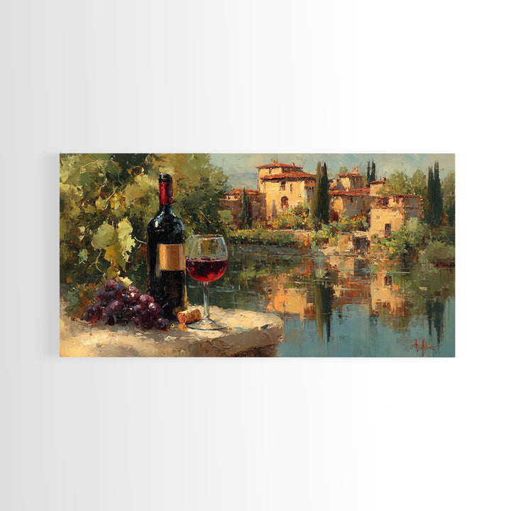 Italian Villa Vineyard Landscape Framed Canvas Print, Winery Art, Art, Winery Decor, Fine Art, Vineyard, Farmhouse Decor, WIN-2x1-40