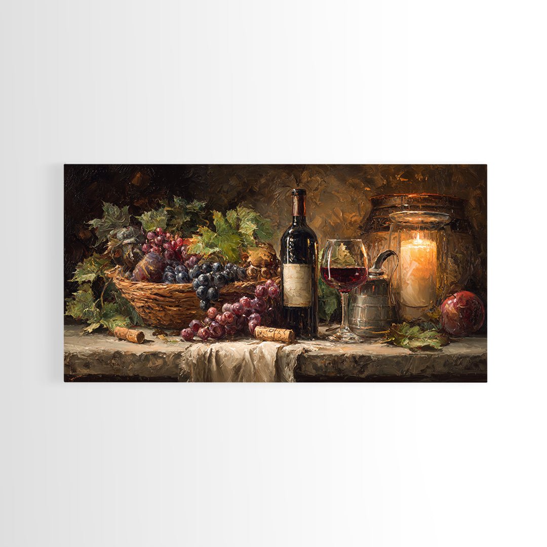 Wine Harvest Basket Framed Canvas Print, Winery Art, Room Decor, Winery Decor, Fine Art, Vineyard, Printable Wall Art, WIN-2x1-42