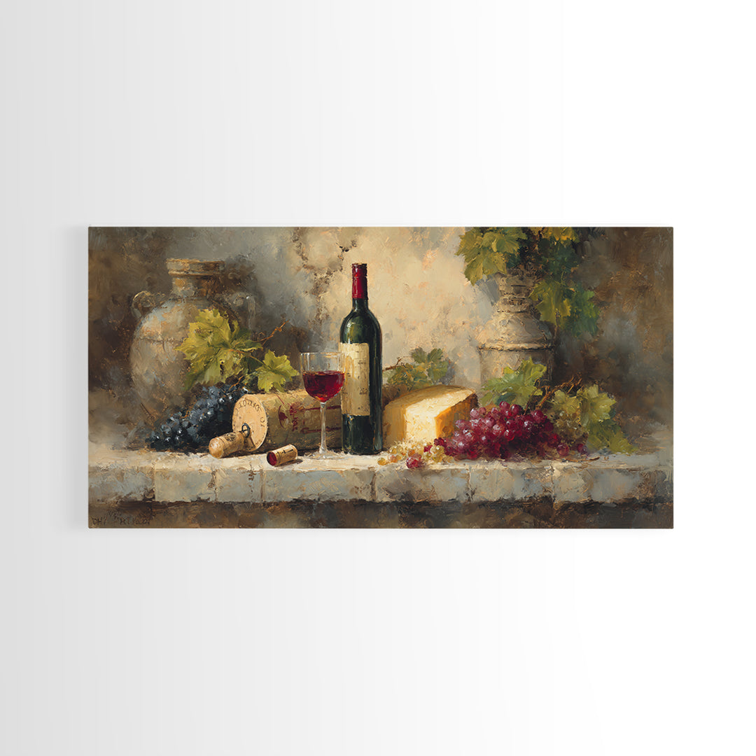 Corkscrew and Corks on Rustic Wood Canvas Print, Winery Art, Painting, Winery Decor, Fine Art, Vineyard, Living Room Decor, WIN-2x1-48