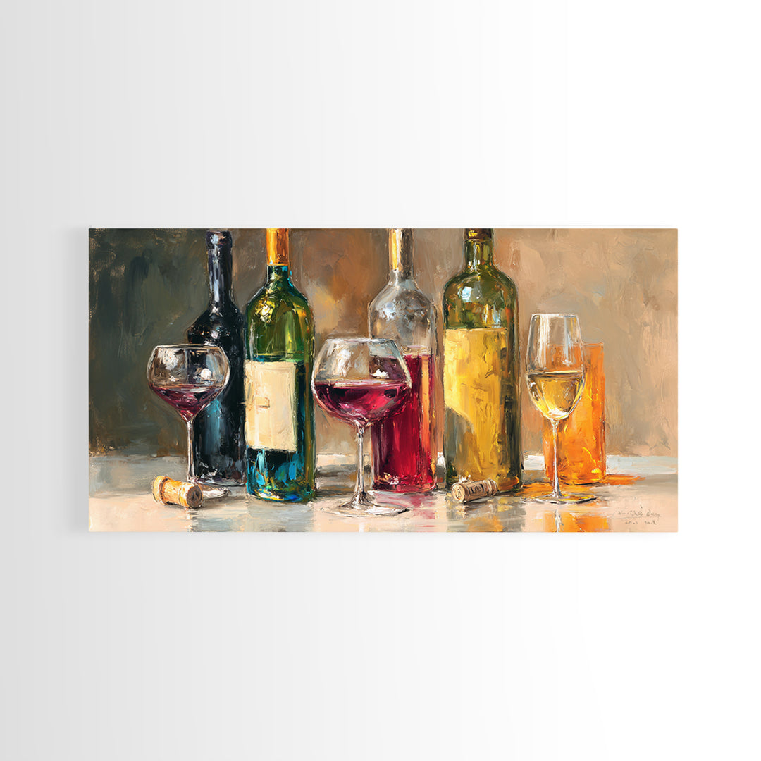 Wine Tasting Flight Rendered as Elegant Still Canvas Print, Winery Art, Painting, Winery Decor, Vineyard, Living Room Decor, WIN-2x1-54
