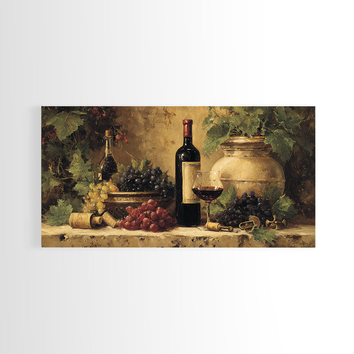Old Cellar Key and Wine Label Shapes Framed Canvas Print, Winery Art, Print, Winery Decor, Abstract Art, Vineyard, WIN-2x1-56