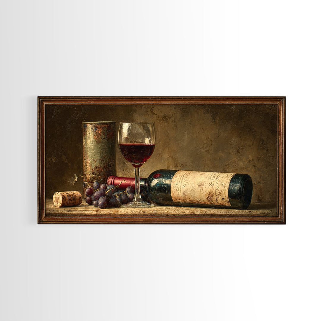 Wine Tasting Flight Rendered as Elegant Still Framed Canvas Print, Winery Art, Minimalist Decor, Winery Decor, Vineyard, WIN-2x1-6