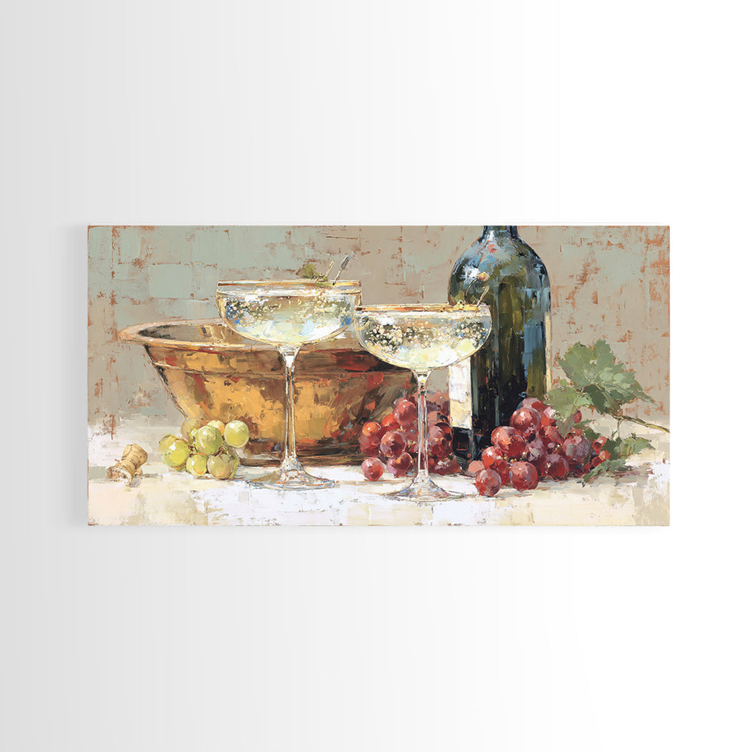 Champagne Coupe with Bubbles and Light Canvas Print, Winery Art, Wall Art Print, Winery Decor, Vineyard, Gallery Decor, WIN-2x1-63