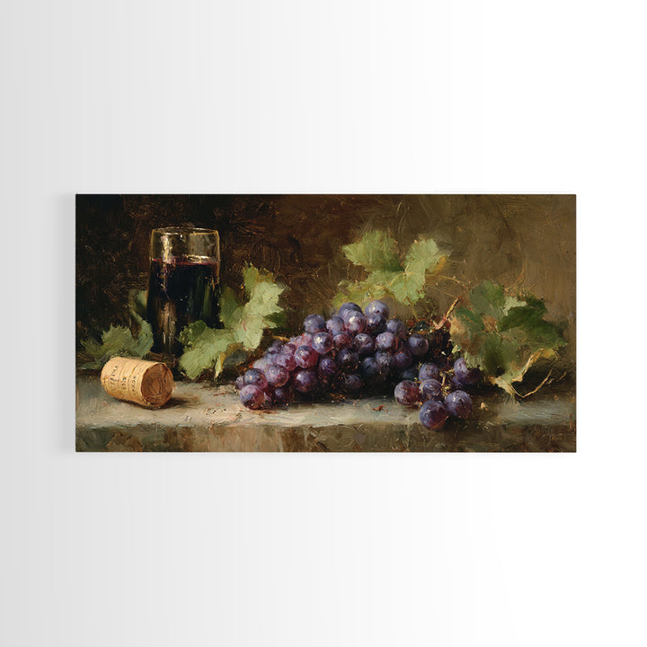 Single Grape Cluster Botanical Study Framed Canvas Print, Winery Art, Kitchen Decor, Winery Decor, Fine Art, Vineyard, WIN-2x1-65