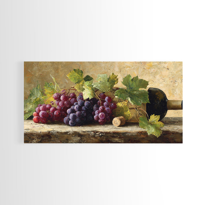 Grapevine Branch with Purple Grapes and Leaves Canvas Print, Winery Art, Wall Art Print, Winery Decor, Watercolor Art, Vineyard, WIN-2x1-69