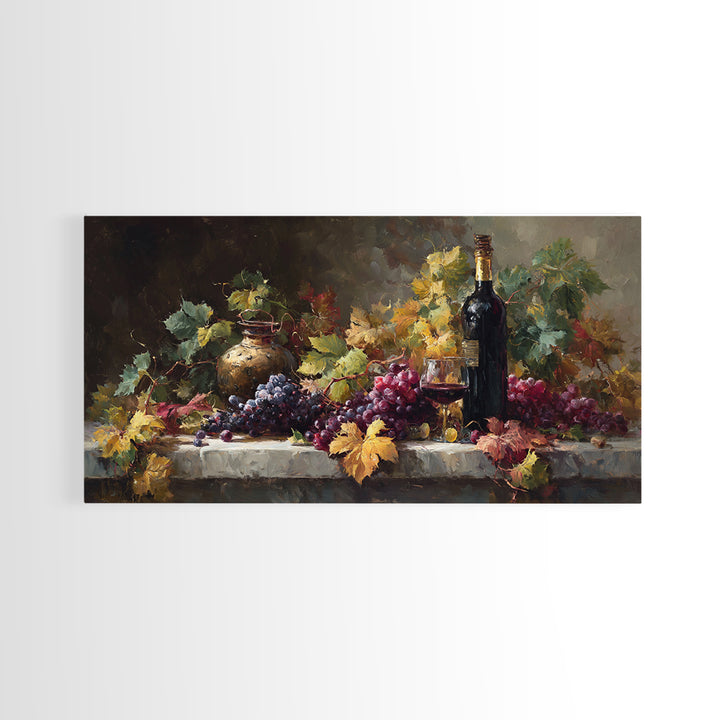 Vine Leaves Turning Autumn Red and Gold Framed Canvas Print, Winery Art, Living Room Art, Winery Decor, Fine Art, Vineyard, WIN-2x1-79