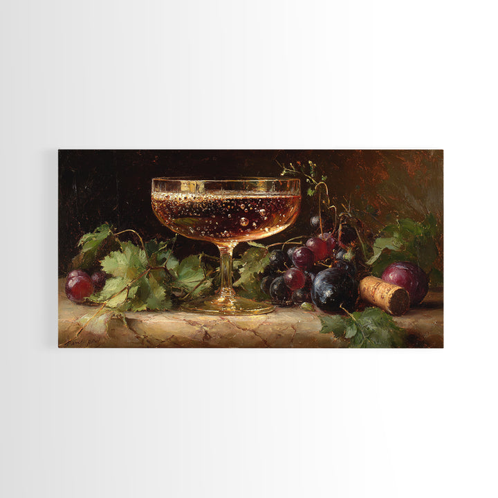 Champagne Coupe with Bubbles and Light Framed Canvas Print, Winery Art, Gallery Wall Art, Winery Decor, Fine Art, Vineyard, WIN-2x1-87