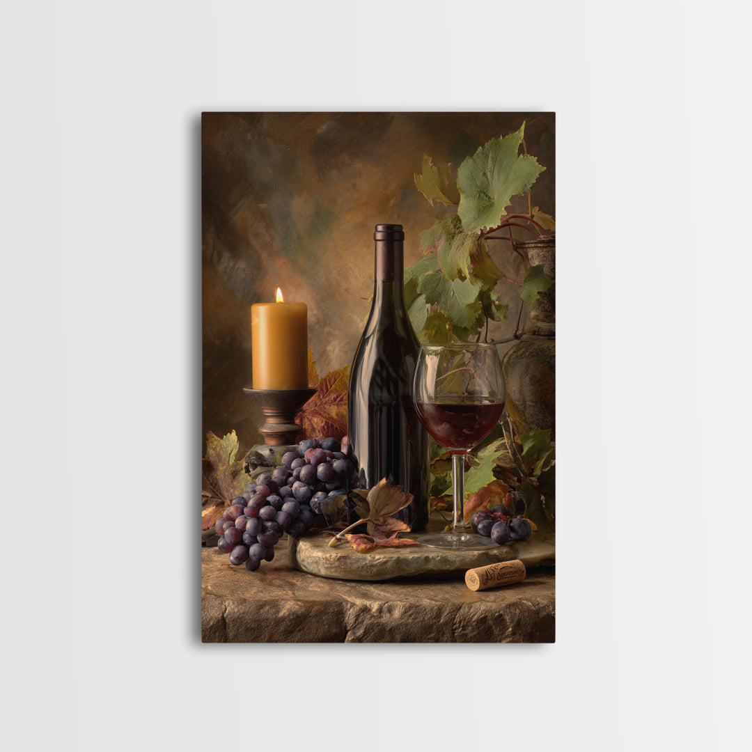 Wine Tasting Flight Rendered as Elegant Still Framed Canvas Print, Winery Art, Winery Decor, Watercolor Art, Vineyard, WIN-2x3-18