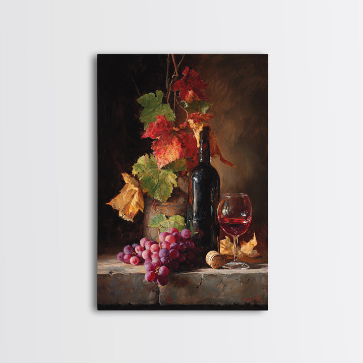 Vine Leaves Turning Autumn Red and Gold Framed Canvas Print, Winery Art, Contemporary Art, Winery Decor, Fine Art, Vineyard, WIN-2x3-19