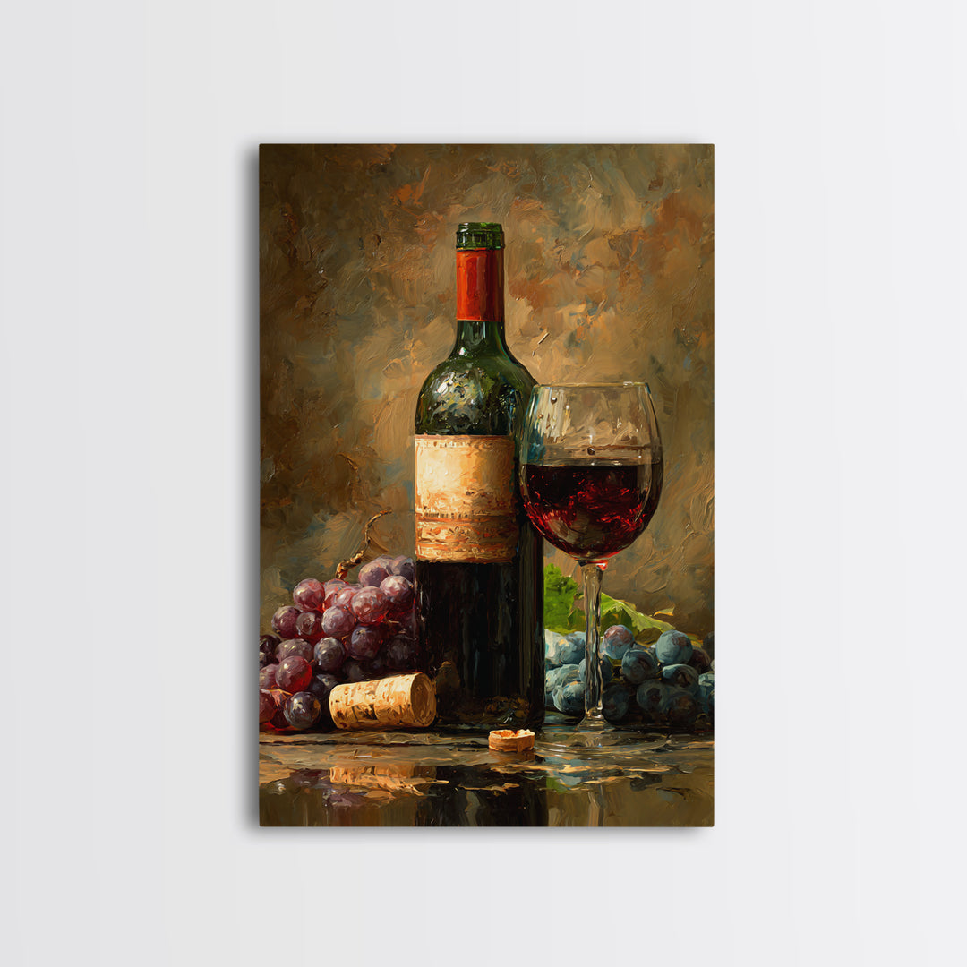 Italian Villa Vineyard Landscape Framed Canvas Print, Winery Art, Preppy Wall Art, Winery Decor, Oil Painting, Vineyard, WIN-2x3-28