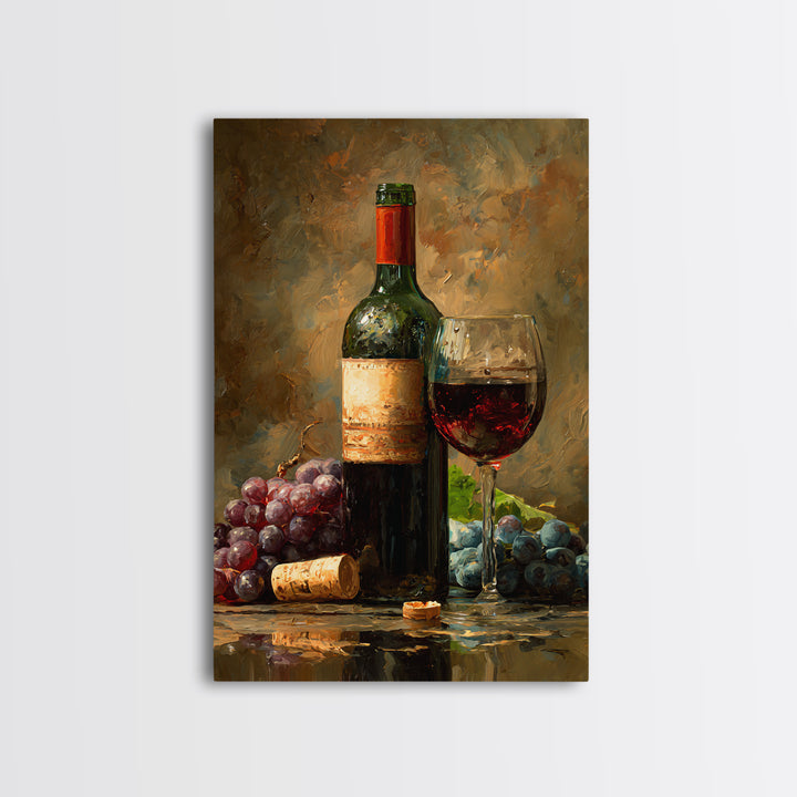 Italian Villa Vineyard Landscape Framed Canvas Print, Winery Art, Preppy Wall Art, Winery Decor, Oil Painting, Vineyard, WIN-2x3-28