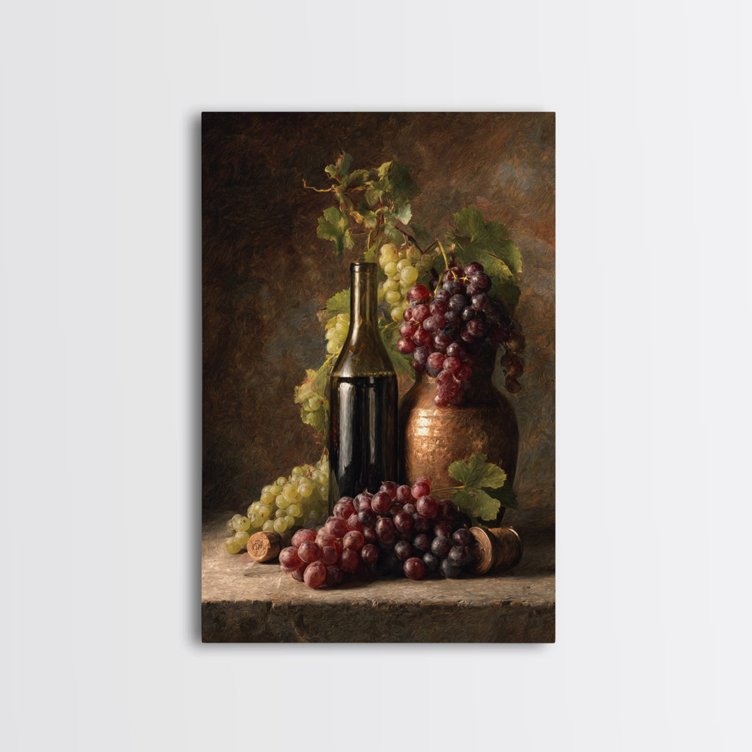 Single Grape Cluster Botanical Study Canvas Print, Winery Art, Oil Painting, Winery Decor, Watercolor Art, Vineyard, WIN-2x3-29