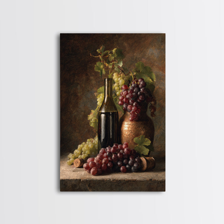 Single Grape Cluster Botanical Study Canvas Print, Winery Art, Oil Painting, Winery Decor, Watercolor Art, Vineyard, WIN-2x3-29