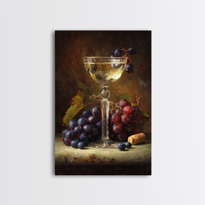 Champagne Coupe with Bubbles and Light Framed Canvas Print, Winery Art, Room Decor, Winery Decor, Fine Art, Vineyard, WIN-2x3-3