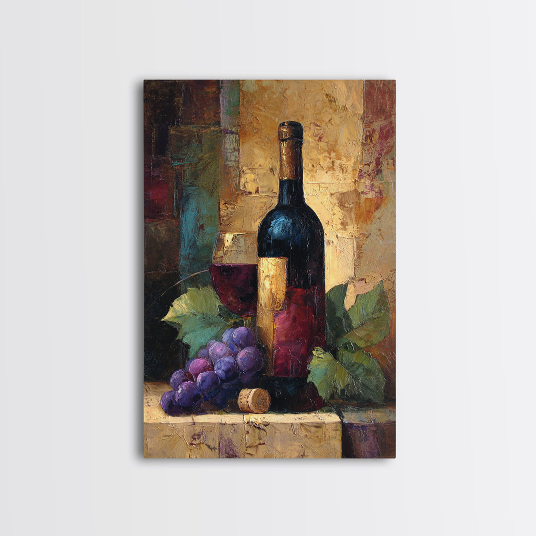 Burgundy Abstract with Gold Accents Canvas Print, Winery Art, Art, Winery Decor, Fine Art, Vineyard, Farmhouse Decor, WIN-2x3-31