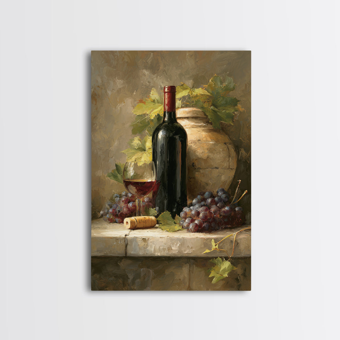 Italian Villa Vineyard Landscape Framed Canvas Print, Winery Art, Contemporary Art, Winery Decor, Fine Art, Vineyard, WIN-2x3-4