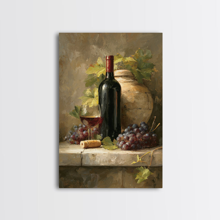 Italian Villa Vineyard Landscape Framed Canvas Print, Winery Art, Contemporary Art, Winery Decor, Fine Art, Vineyard, WIN-2x3-4
