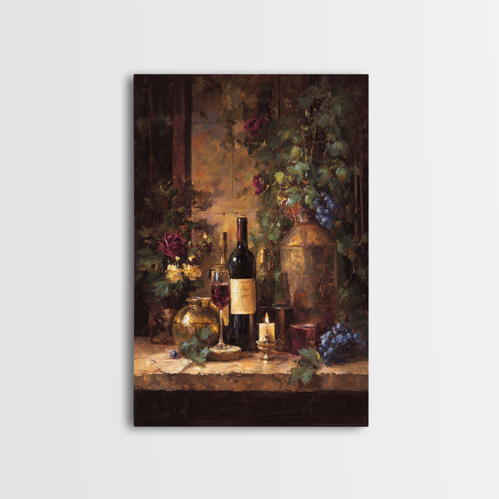 Vineyard Gate with Climbing Roses Framed Canvas Print, Winery Art, Kitchen Decor, Winery Decor, Abstract Art, Vineyard, WIN-2x3-47