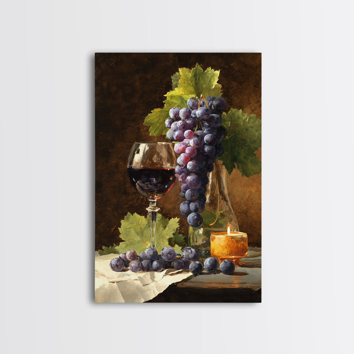 Single Grape Cluster Botanical Study Canvas Print, Winery Art, Oil Painting, Winery Decor, Watercolor Art, Vineyard, WIN-2x3-5
