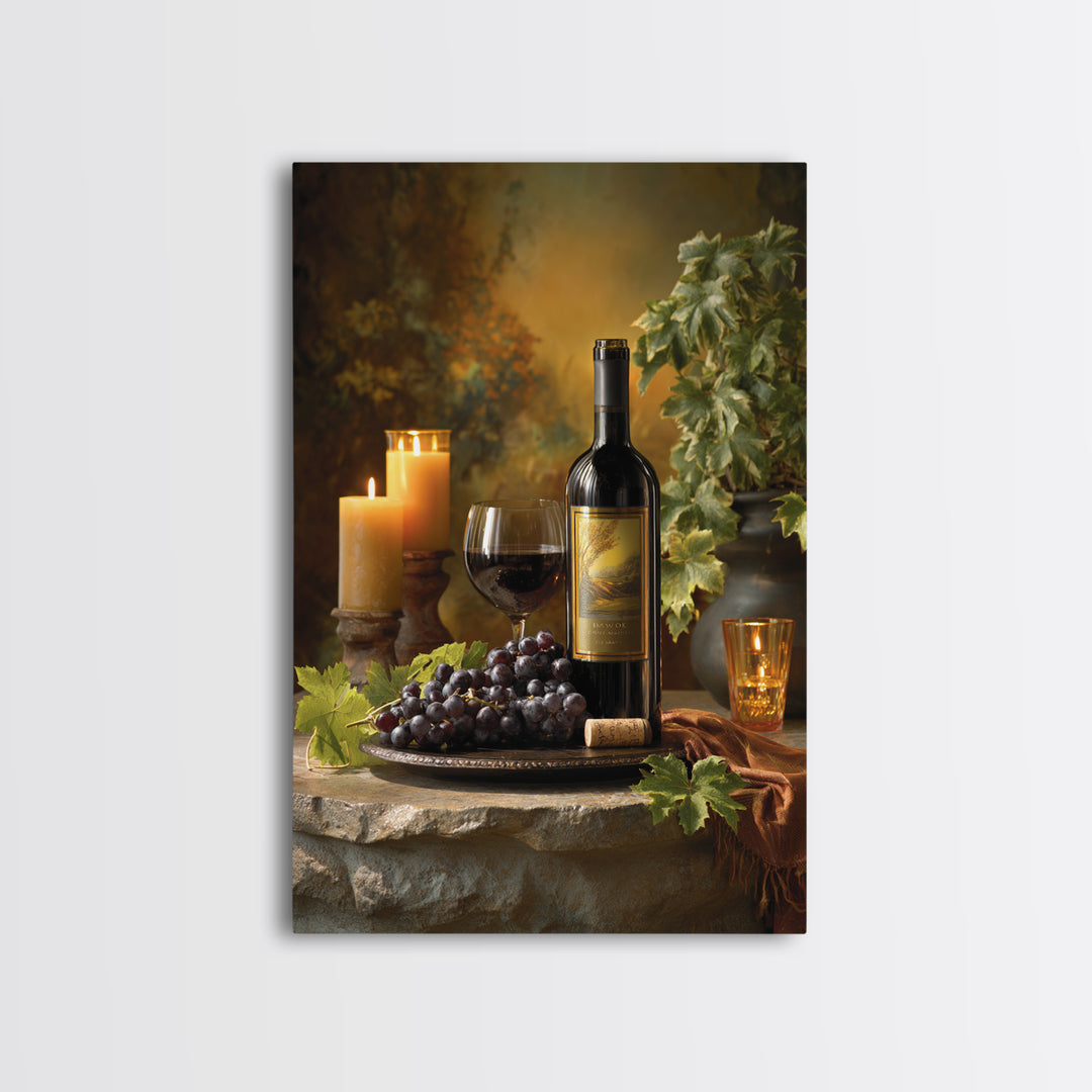 Italian Villa Vineyard Landscape Framed Canvas Print, Winery Art, Art, Winery Decor, Fine Art, Vineyard, Farmhouse Decor, WIN-2x3-52