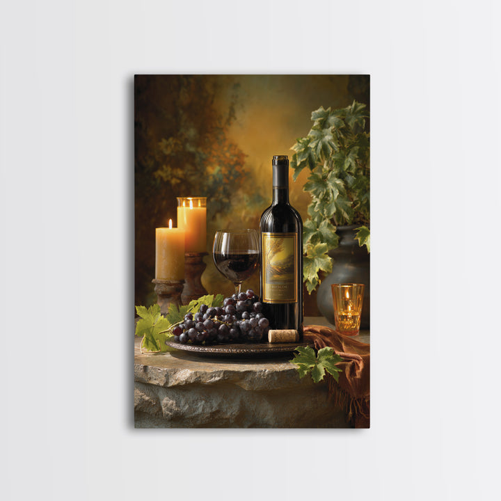 Italian Villa Vineyard Landscape Framed Canvas Print, Winery Art, Art, Winery Decor, Fine Art, Vineyard, Farmhouse Decor, WIN-2x3-52