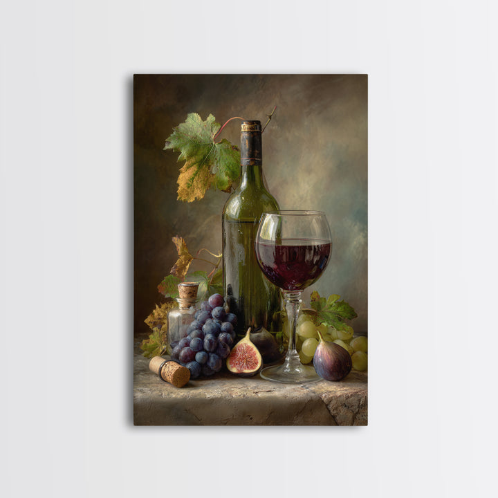 Wine Bottle and Glass Still Life Canvas Print, Winery Art, Artwork, Winery Decor, Vineyard, Bar Decor, Gallery Wall Art, WIN-2x3-58