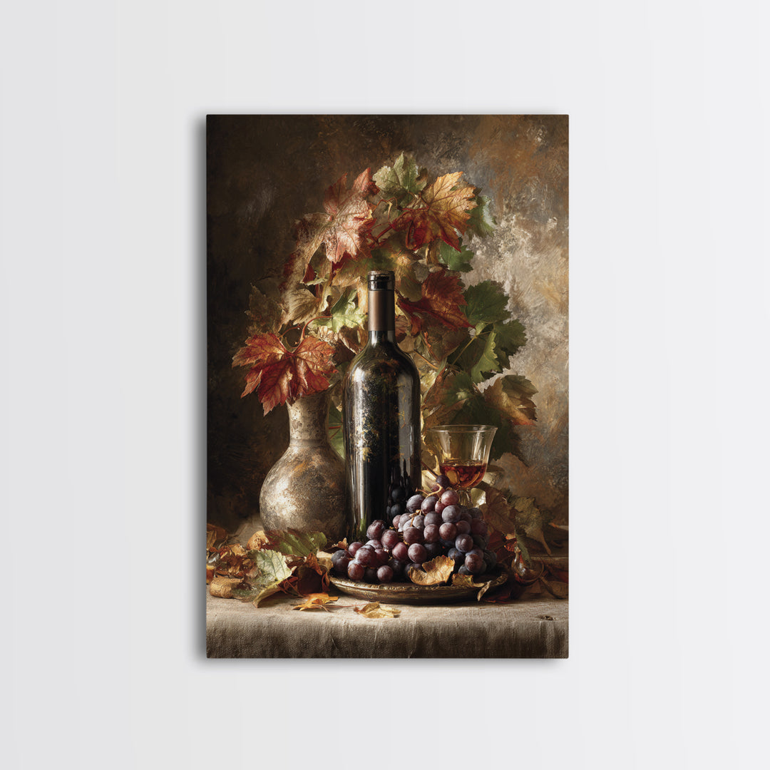 Vine Leaves Turning Autumn Red and Gold Canvas Print, Winery Art, Living Room Decor, Winery Decor, Fine Art, Vineyard, WIN-2x3-67