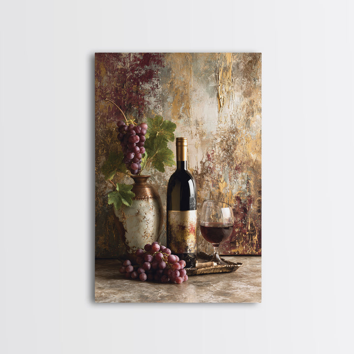 Burgundy Abstract with Gold Accents Canvas Print, Winery Art, Fine Art Print, Winery Decor, Abstract Art, Vineyard, Wall Decor, WIN-2x3-7