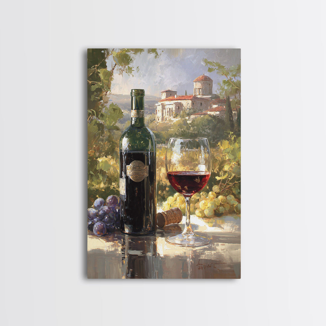 Italian Villa Vineyard Landscape Framed Canvas Print, Winery Art, Matisse Print, Winery Decor, Watercolor Art, Vineyard, WIN-2x3-76