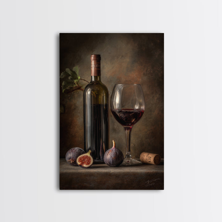 Wine Bottle and Glass Still Life Canvas Print, Winery Art, Artwork, Winery Decor, Vineyard, Bar Decor, Gallery Wall Art, WIN-2x3-82