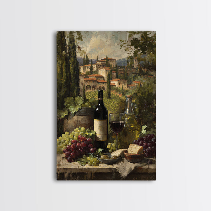 Tuscan Vineyard at Golden Hour Framed Canvas Print, Winery Art, Landscape Art, Winery Decor, Abstract Art, Vineyard, Room Decor, WIN-2x3-83