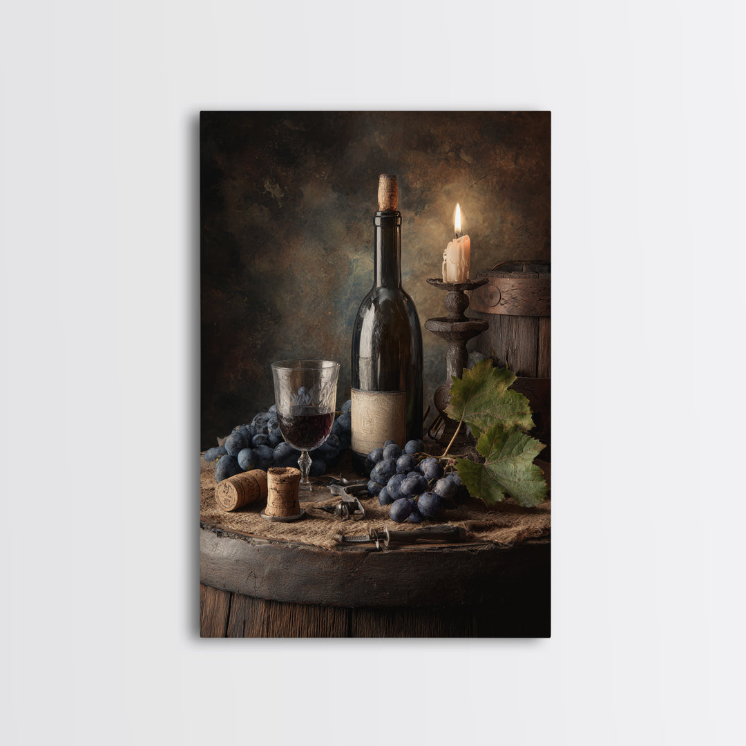 Corkscrew and Corks on Rustic Wood Framed Canvas Print, Winery Art, Modern Decor, Winery Decor, Fine Art, Vineyard, Wall Decor, WIN-2x3-84