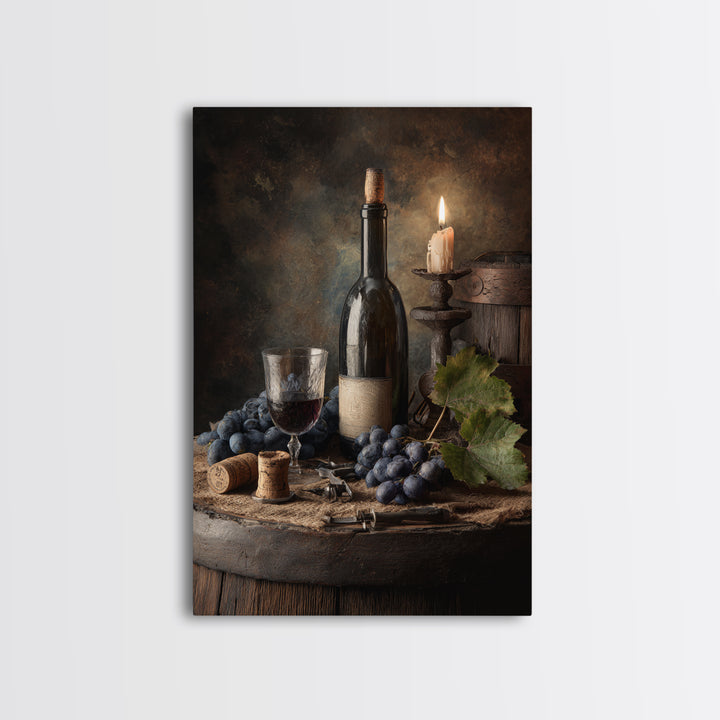 Corkscrew and Corks on Rustic Wood Framed Canvas Print, Winery Art, Modern Decor, Winery Decor, Fine Art, Vineyard, Wall Decor, WIN-2x3-84