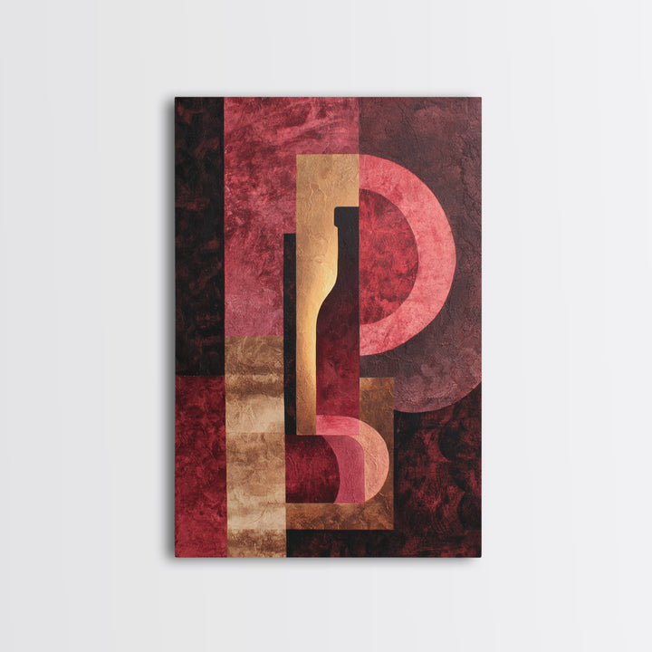 Red Wine Swirl Abstract Framed Canvas Print, Winery Art, Bar Art, Winery Decor, Fine Art, Vineyard, Textured Painting, WIN-2x3-87