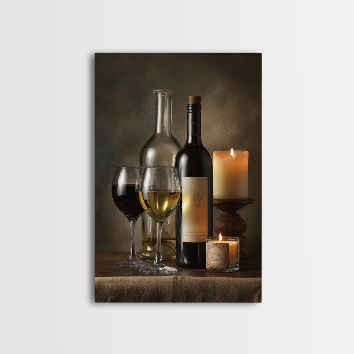 Wine Tasting Flight Rendered as Elegant Still Framed Canvas Print, Winery Art, Kitchen Wall Art, Winery Decor, Vineyard, WIN-2x3-90
