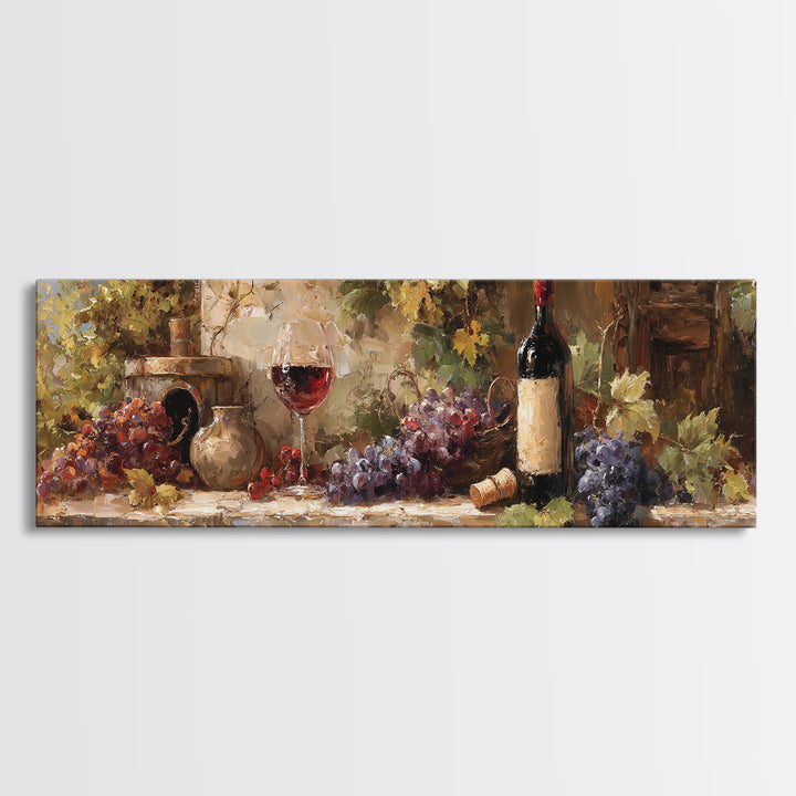 Italian Villa Vineyard Landscape Framed Canvas Print, Winery Art, Matisse Print, Winery Decor, Watercolor Art, Vineyard, WIN-3x1-12