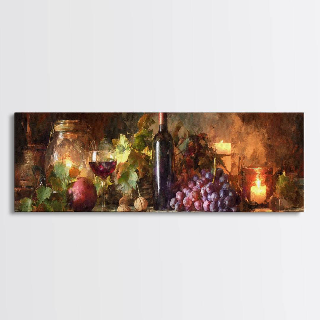 Wine Harvest Basket Canvas Print, Winery Art, Modern Decor, Winery Decor, Fine Art, Vineyard, Wall Decor, Painting, Art Print, WIN-3x1-14