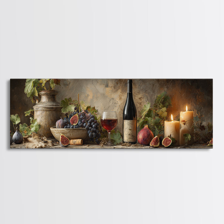Wine Bottle and Glass Still Life Framed Canvas Print, Winery Art, Framed Art, Winery Decor, Fine Art, Vineyard, Landscape Art, WIN-3x1-18