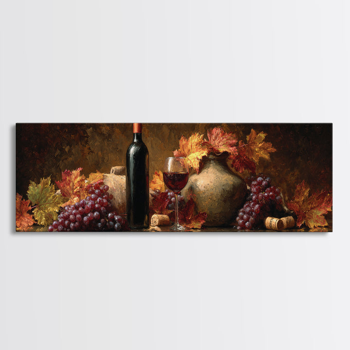 Vine Leaves Turning Autumn Red and Gold Canvas Print, Winery Art, Fine Art Print, Winery Decor, Fine Art, Vineyard, Wall Decor, WIN-3x1-3