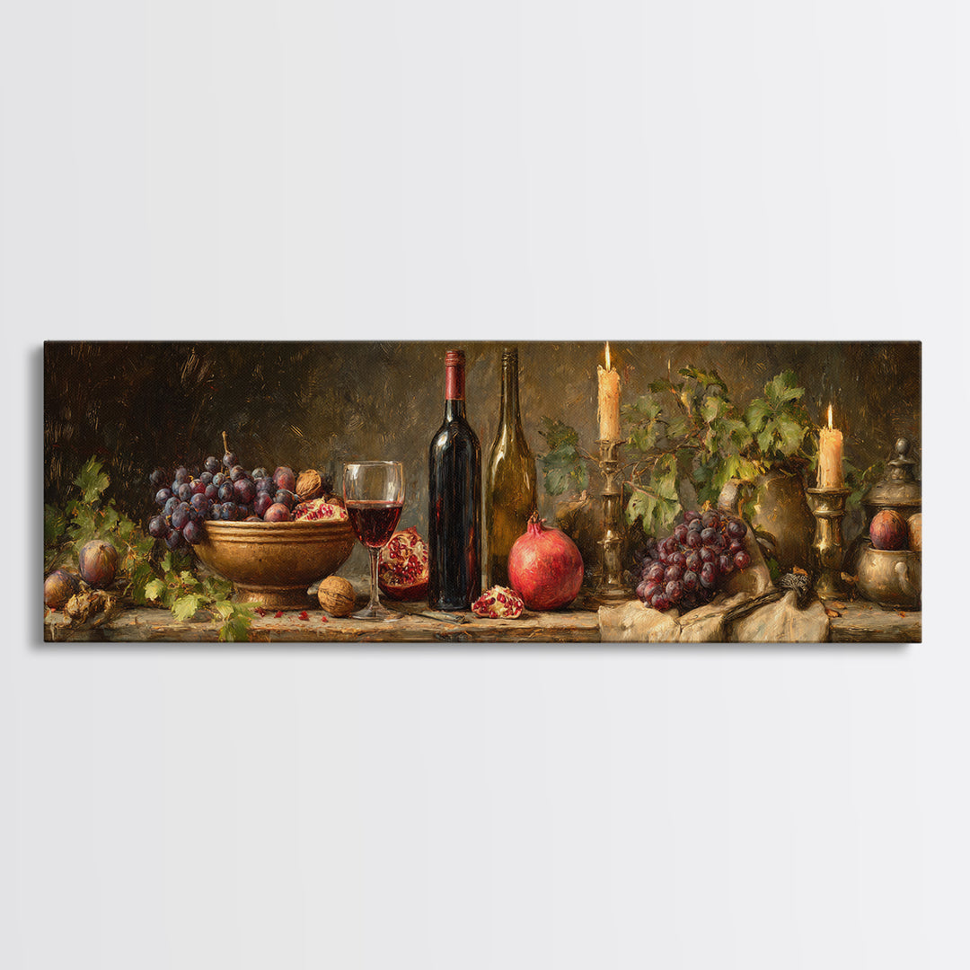 Pomegranate Figs and Red Wine Composition Canvas Print, Winery Art, Preppy Wall Art, Winery Decor, Fine Art, Vineyard, WIN-3x1-33