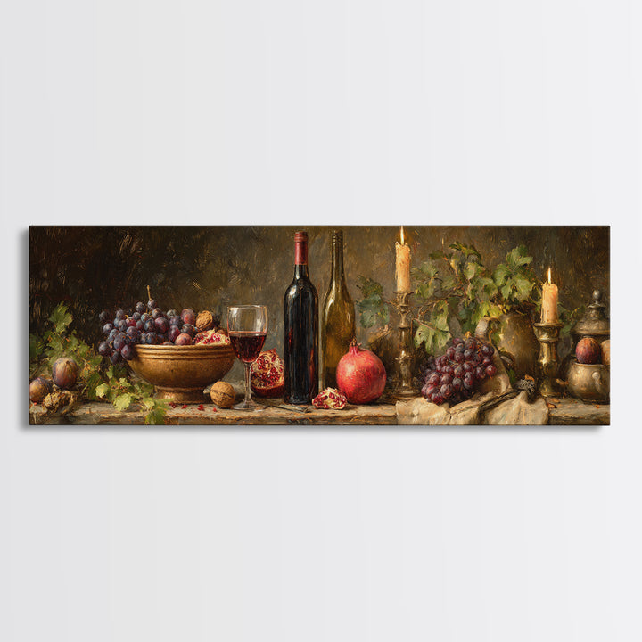 Pomegranate Figs and Red Wine Composition Canvas Print, Winery Art, Preppy Wall Art, Winery Decor, Fine Art, Vineyard, WIN-3x1-33